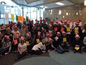 60 of our people in the Salt Lake City office put their company-gifted volunteer time off to good use, donating their time at the United Way’s Dr. Seuss Day. Volunteers donned “Cat in the Hat” attire and shared their love for reading with students at a local elementary school. 