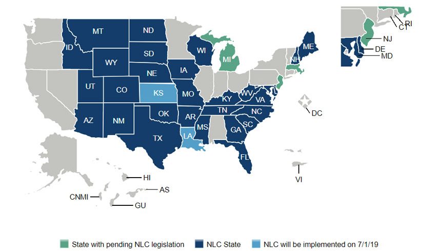 Enhanced Nurse Licensure Compact (eNLC) map