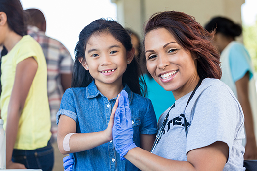 Medical professional with child