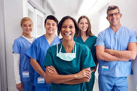 healthcare workers in scrubs