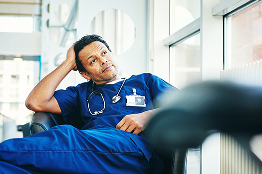 Physician taking a break between patients