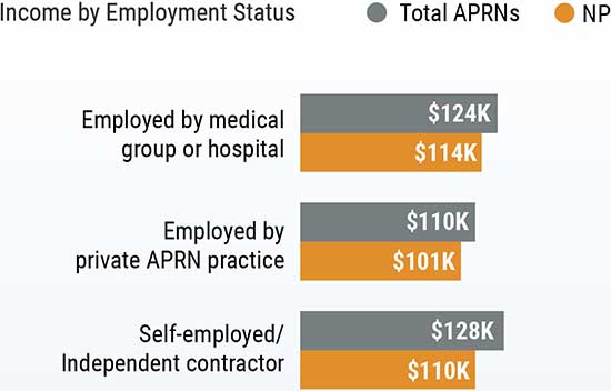 NP salary by employment status