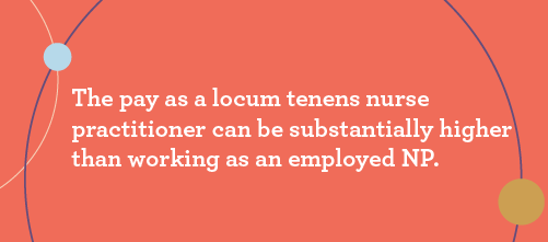 Image of statement that locum tenens pay can be higher for NPs than staff positions