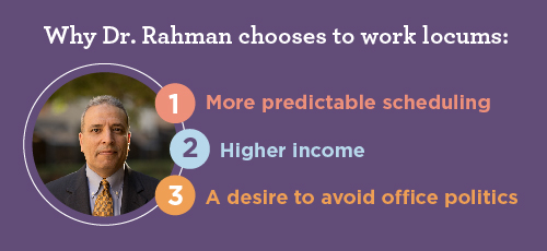 Why Dr. Rahman works locums