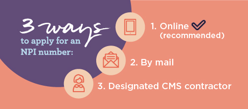 List of the three ways you can apply for an NPI number