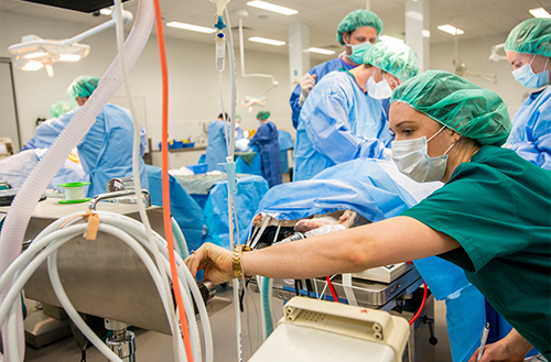 A busy emergency room in a hospital