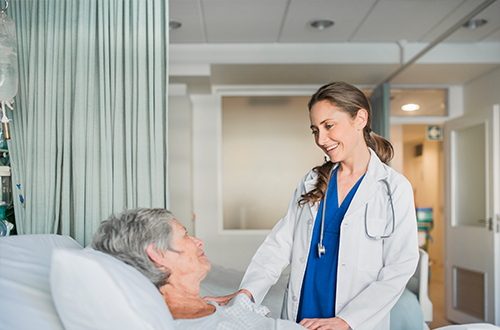 Hospitalist and elderly woman patient