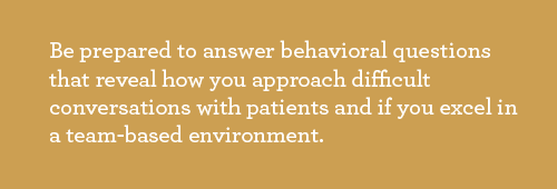 Text: Be prepared for behavioral questions that show how you approach difficult conversations. 